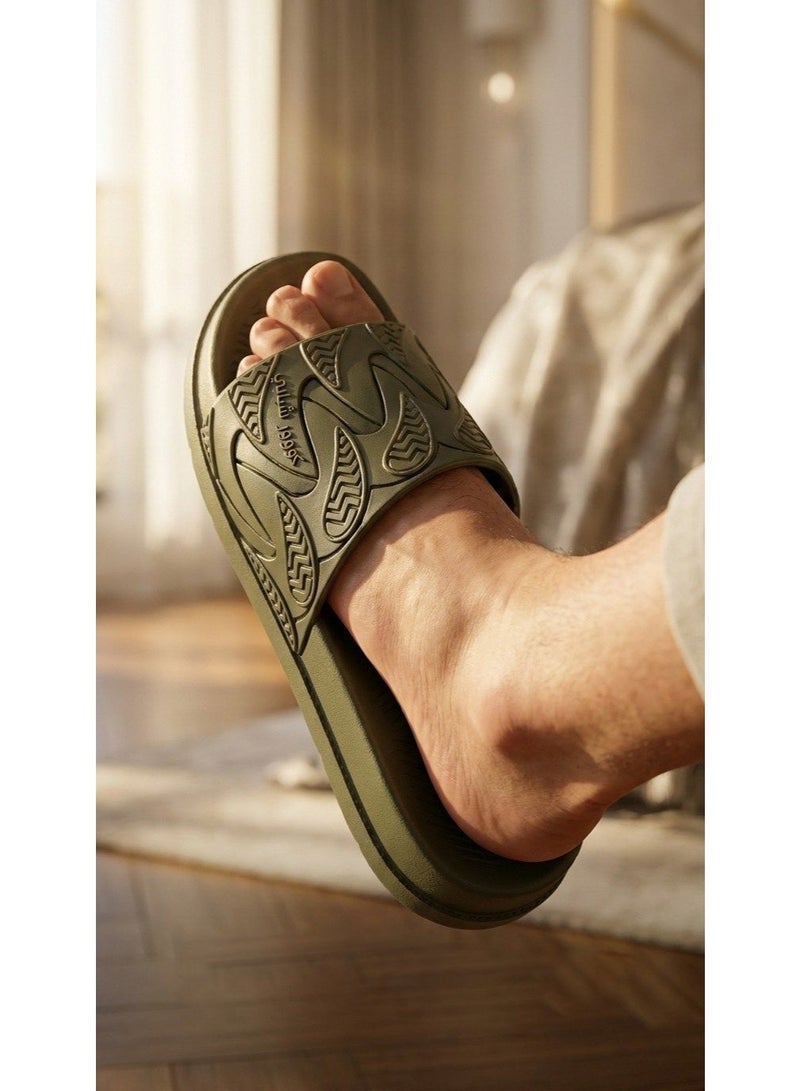 Slipper for men and youth, rubber, olive color - Image 2