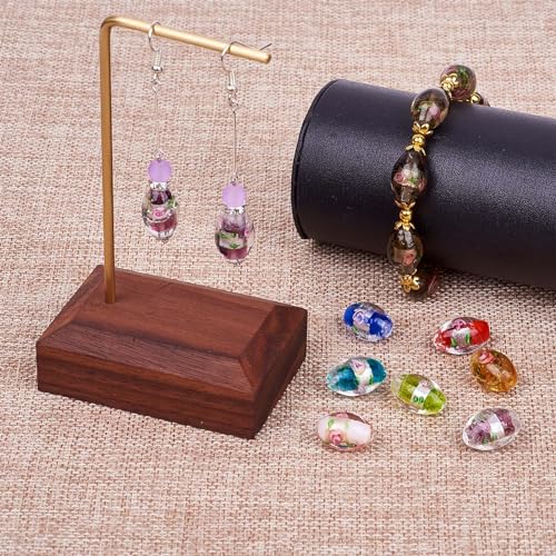 Craftdady 100Pcs Lampwork Glass Oval Spacer Beads 10 Colors Handcrafted Foil Drop Loose Beads with Flower 16~17x9~11mm for Jewelry Craft Making Hole:1.5~2mm - Image 5