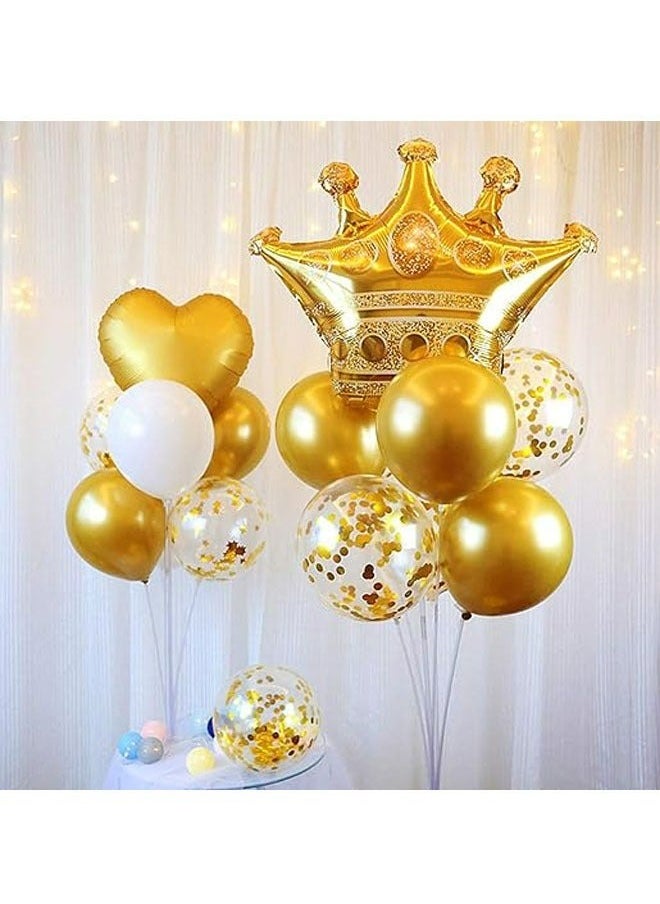 Generic - 8-piece set for 2st birthday party anniversary decoration party supplies includes gold number 2 balloon, large gold crown foil balloon set, 12-inch sequin balloon, 12-inch gold balloon - Image 1