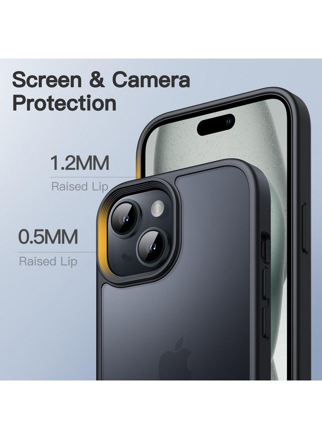 JETech Matte Case for iPhone 15 6.1-Inch, Shockproof Military Grade Drop Protection, Frosted Translucent Back Phone Cover, Anti-Fingerprint (Black) - Image 3