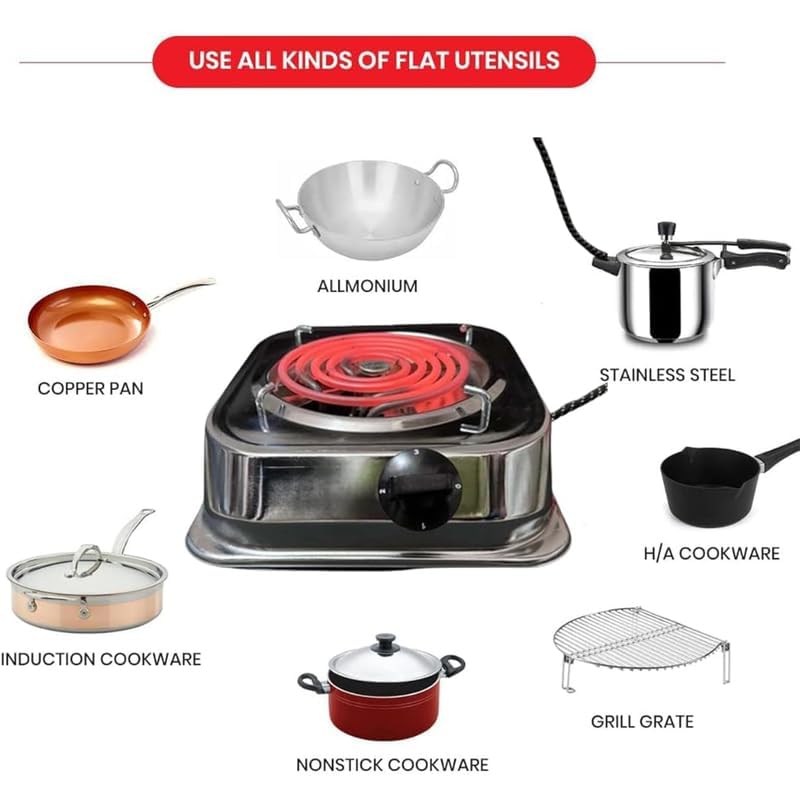 Drumstone (𝐋𝐢𝐦𝐢𝐭𝐞𝐝 𝐓𝐨𝐝𝐚𝐲) Portable Electric Coil Hot Plate Stove, Fast Heating Heavy-Duty Metal Body & Cool-Touch Design | Perfect for Backup Cooking 𝟏𝟓 𝐘𝐞𝐚𝐫𝐬 𝐖𝐚𝐫𝐫𝐚𝐧𝐭𝐲 - Image 5