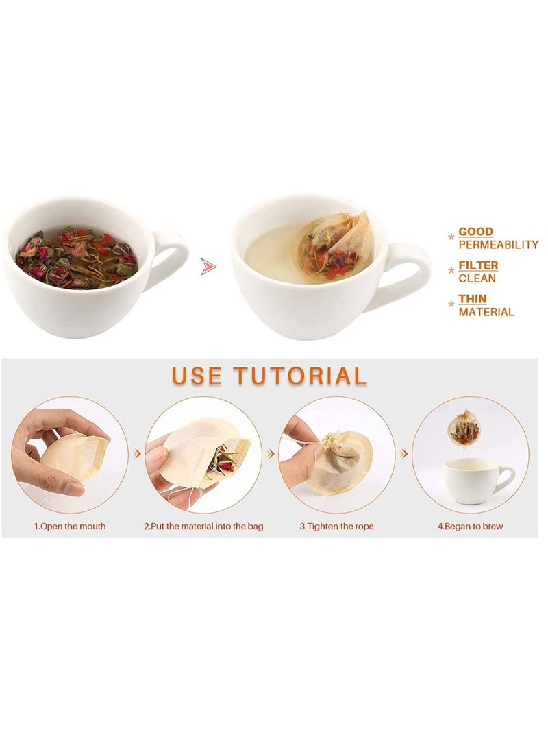 Excefore Tea Bags, 300PCS Disposable Empty Tea Bags Tea Infuser Drawstring Teabags Natural Material Tea Bags for Loose Leaf Herbs Teas  - Image 2