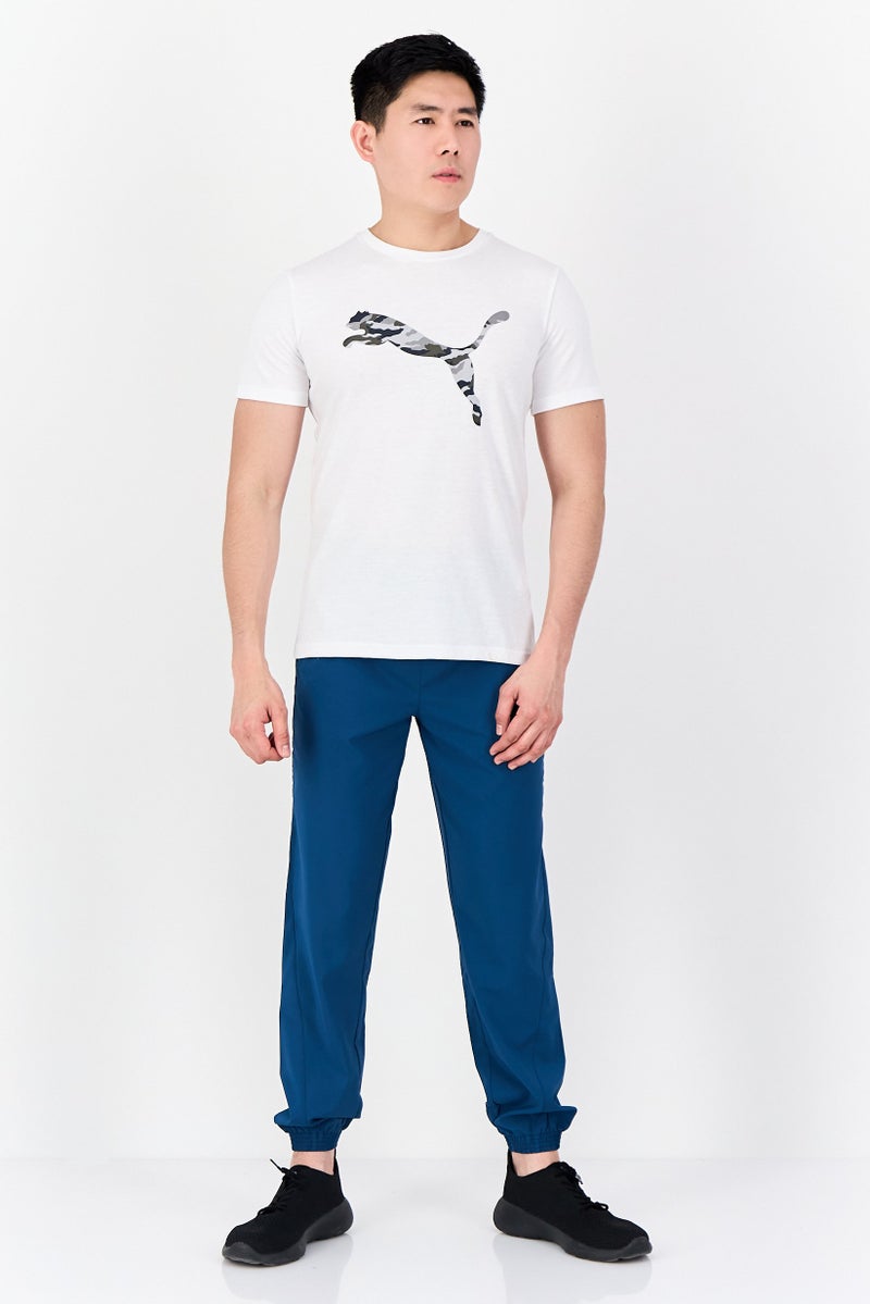 PUMA تي شيرت رياضي نسائي قصير الأكمام بتصميم تمويه خارجي، أبيض - Image 4