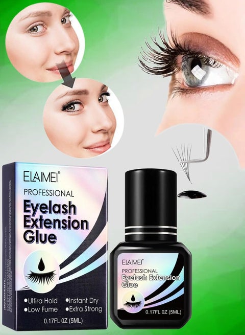 Eyelash Extension Glue Professional Lash Extension Glue for Strong Bond and High Flexibility Ultra Hold Instant Dry Low Fume and Extra Strong Black Adhesive Lash Bond Lash Glue