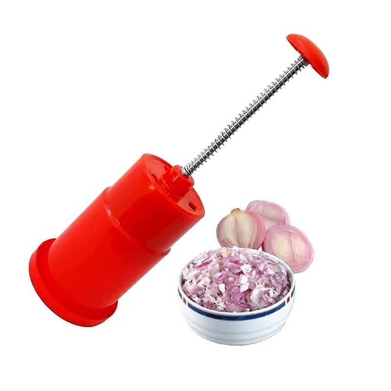 LUCC1N Hand Press Onion Chopper New Mini Handy Stainless Steel and Plastic Manual Hand Press Onion Vegetable Chopper Quick Cutter Salad Tomato Potato CutterMulti Pack of 1 - Image 1