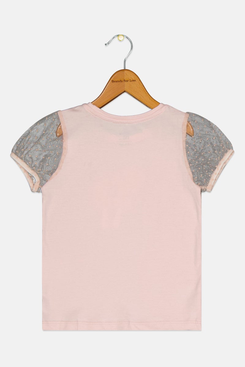 Sinsay Kids Girl Crew Neck Short Sleeves Graphic Print T-shirt, Pink - Image 3