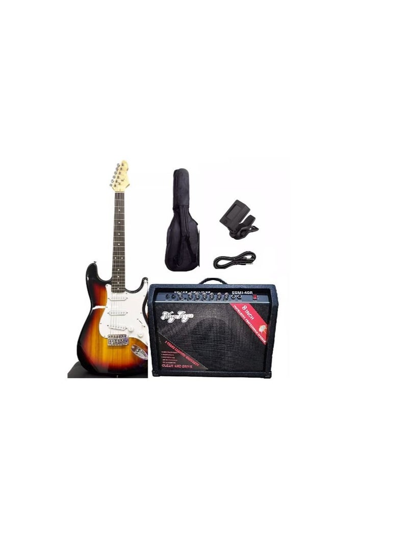 AIERSI - Aiersi Pacifica Series AC542 Electric Guitar Combo With Bag, Strap, Picks, Amplifier, Cable And Tuner (Sunbrust) - Image 1