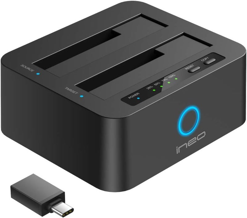 ineo USB 3.1 Gen1 to SATA 2.5" or 3.5 inch SSD/HDD Docking Station (Clone Docking) - Image 1