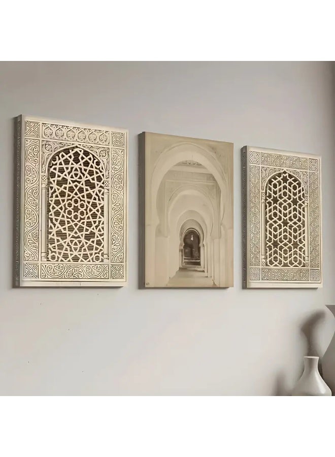 SKT Shiketro Set Of 3 Framed Canvas Wall Arts Stretched Over Wooden Frame Paintings for Home Living Room Office Decor - Image 2