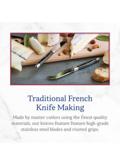 Jean Dubost Jean Dubost Laguiole 4-Piece Cheese Knives Set in Slide-Top Box, Ivory Handles - Rust-Resistant Stainless Steel - Made in France  - Image 3