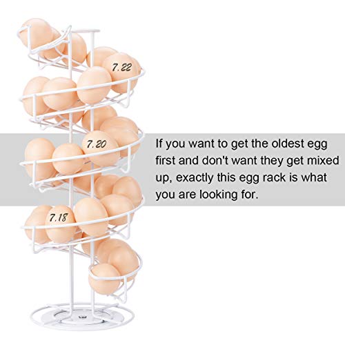 Toplife Spiral Design Metal Egg Skelter Dispenser Rack, Storage Display Rack, White - Image 4