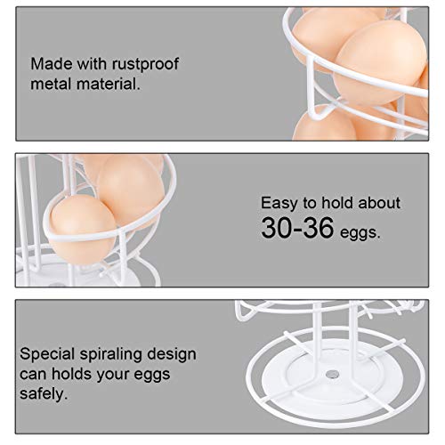 Toplife Spiral Design Metal Egg Skelter Dispenser Rack, Storage Display Rack, White - Image 5