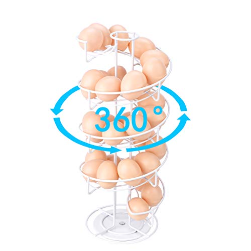 Toplife Spiral Design Metal Egg Skelter Dispenser Rack, Storage Display Rack, White - Image 3