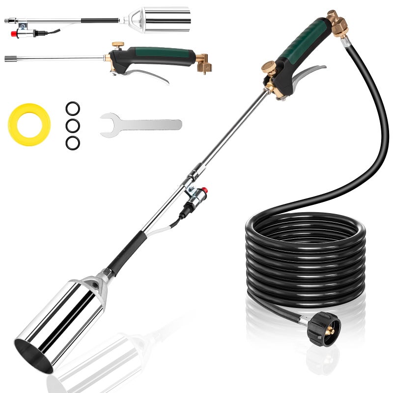 Aikyciu Propane Torch Weed Burner High Output Blow Torch with 10FT Hose and PushButton Igniter Heavy Duty Flame Thrower Gun for Weeding Ice and Snow Removal Roof Asphalt - Image 2