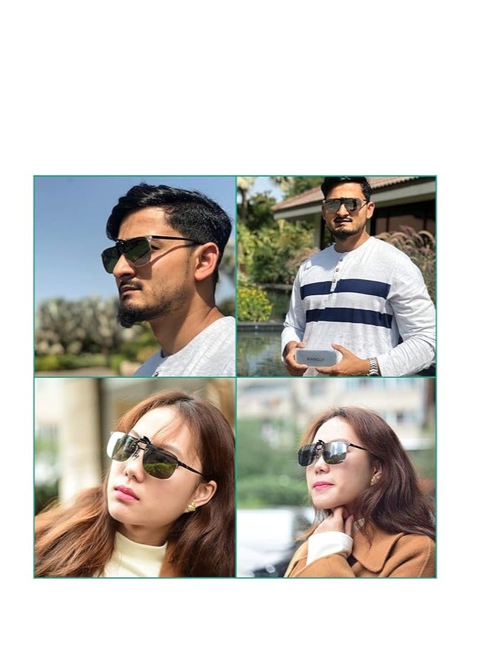 Polarized Unisex Clip on Flip up Sunglasses over Prescription and Reading Glasses Frames - Image 5