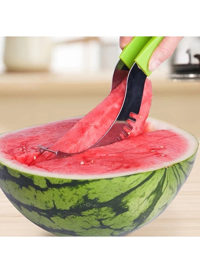 Stainless Steel Watermelon Slicer Non-slip Plastic Wrap Handle Melon Cutter Not Hurt Hands Kitchen Gadget Fruit Cutting Tool - Image 1