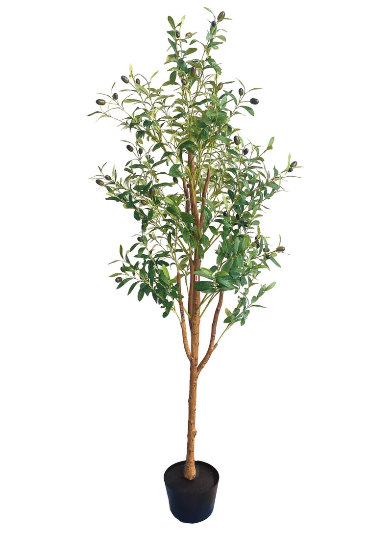 MAMATOONS 5ft Artificial Olive Tree with Pot Indoor Outdoor Artificial Plant 150cm Tall Realistic Look Olive Tree Artificial Tree Simulation Olive Tree With Fruit and Adjustable Branches - Image 1
