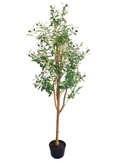 MAMATOONS 5ft Artificial Olive Tree with Pot Indoor Outdoor Artificial Plant 150cm Tall Realistic Look Olive Tree Artificial Tree Simulation Olive Tree With Fruit and Adjustable Branches  - Image 1