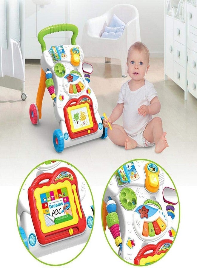 Mixen Baby Walker with Music 4 Wheels Drawing Board & Lights/Musical Activity Fun Skill Development Walk for Children Safe Early Education Walking Practice (Multi-Color) - Image 1