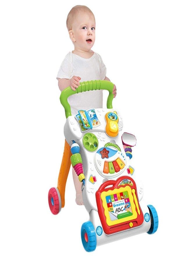 Mixen Baby Walker with Music 4 Wheels Drawing Board & Lights/Musical Activity Fun Skill Development Walk for Children Safe Early Education Walking Practice (Multi-Color) - Image 2