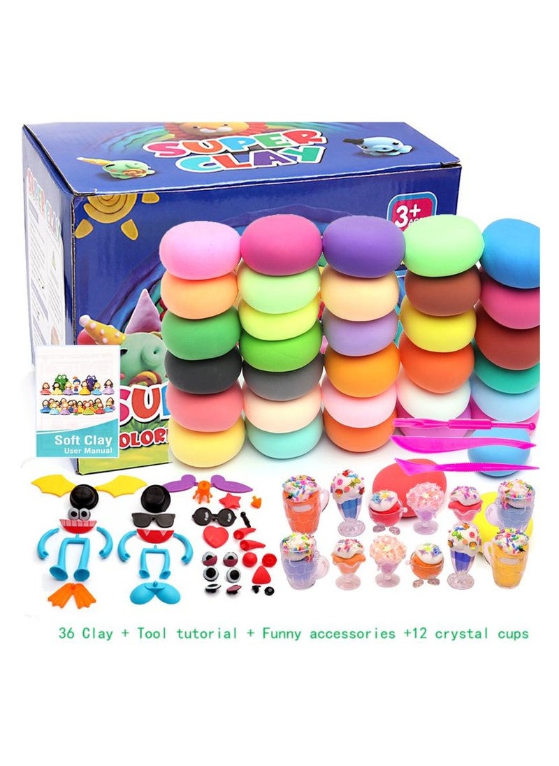 NIBEMINENT - 36 Colors DIY Plasticine for Kids Education,Non-Toxic Moulding Clay Gifts for Kids， Super Light Modelling Clay Interactive Toy - Image 1