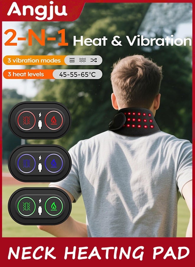 Angju Neck Heating Pad With Massage, Neck Massager with Heat and Red Light, Cordless Electric Heating Pad for Pain Relief, Thermal Hot Compress Neck Warmer Brace, Heat Therapy for Soreness Stiffness - Image 2