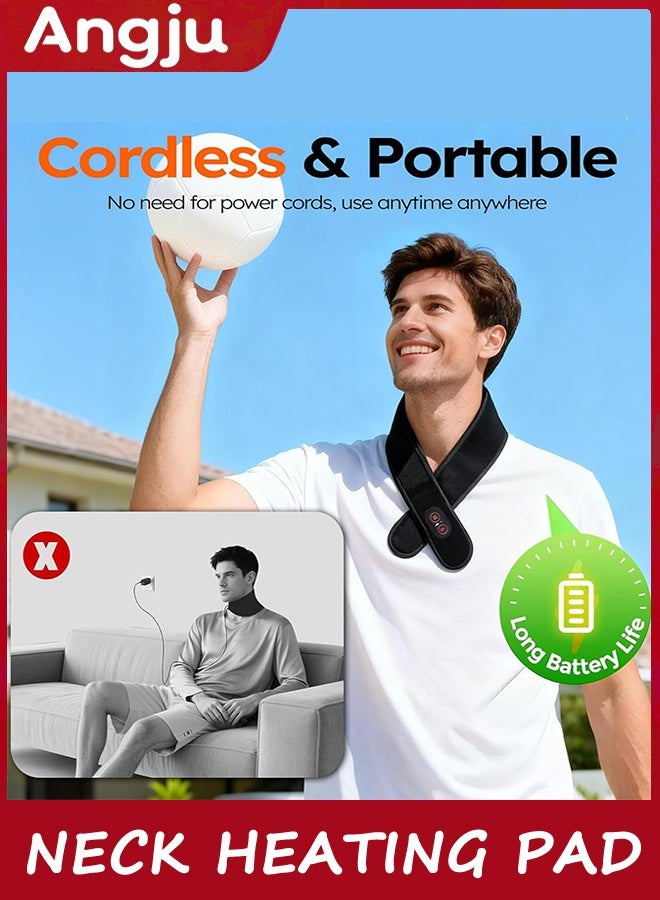 Angju Neck Heating Pad With Massage, Neck Massager with Heat and Red Light, Cordless Electric Heating Pad for Pain Relief, Thermal Hot Compress Neck Warmer Brace, Heat Therapy for Soreness Stiffness - Image 3
