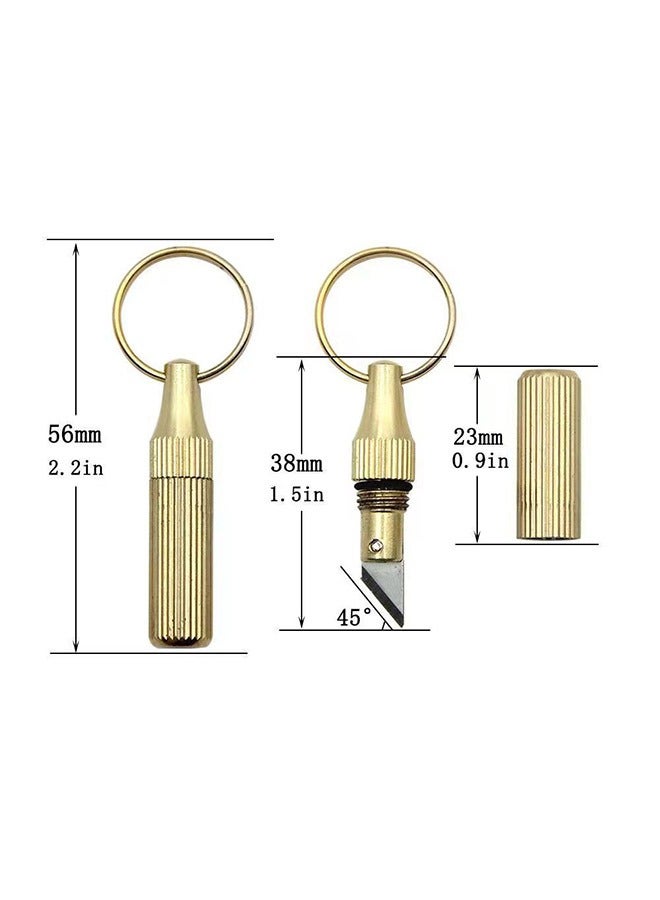 2 pcs Brass Mini Retractable Utility Knife Mini Box Cutter Pocket Portable Knife  - Image 2
