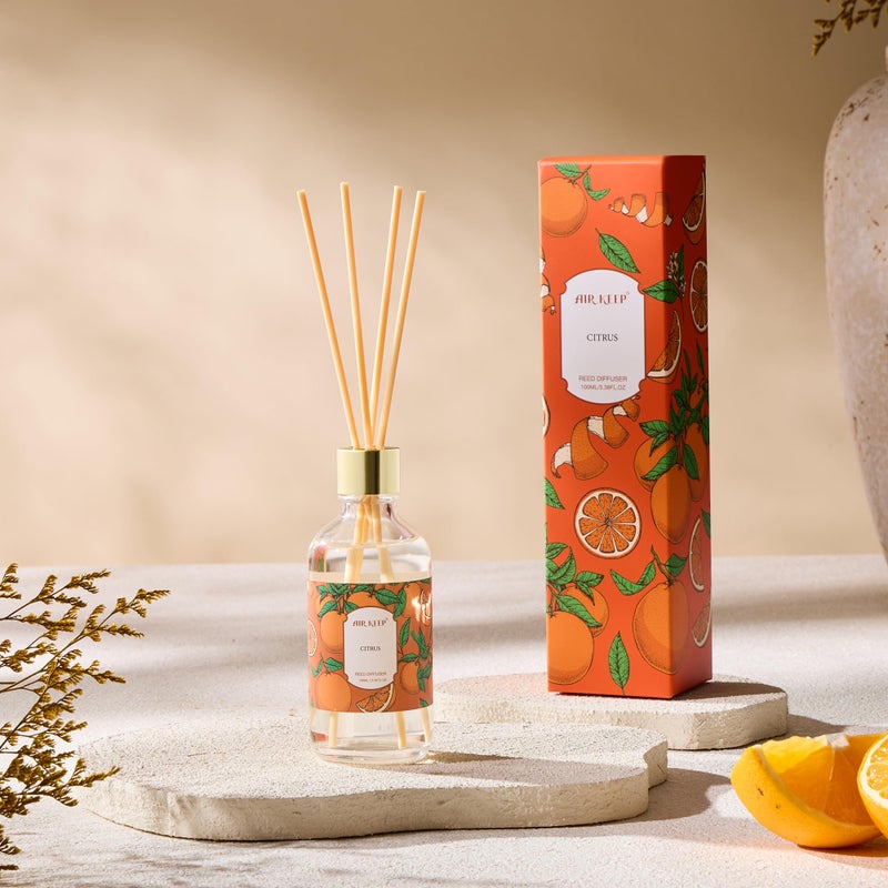 Airkeep Reed Diffuser Oil Set with Reed Sticks,Citrus Aromatherapy Oil Scent Diffuser for Home Office Bathroom Decoration Perfume and Gifts 3.38oz/100ml - Image 4