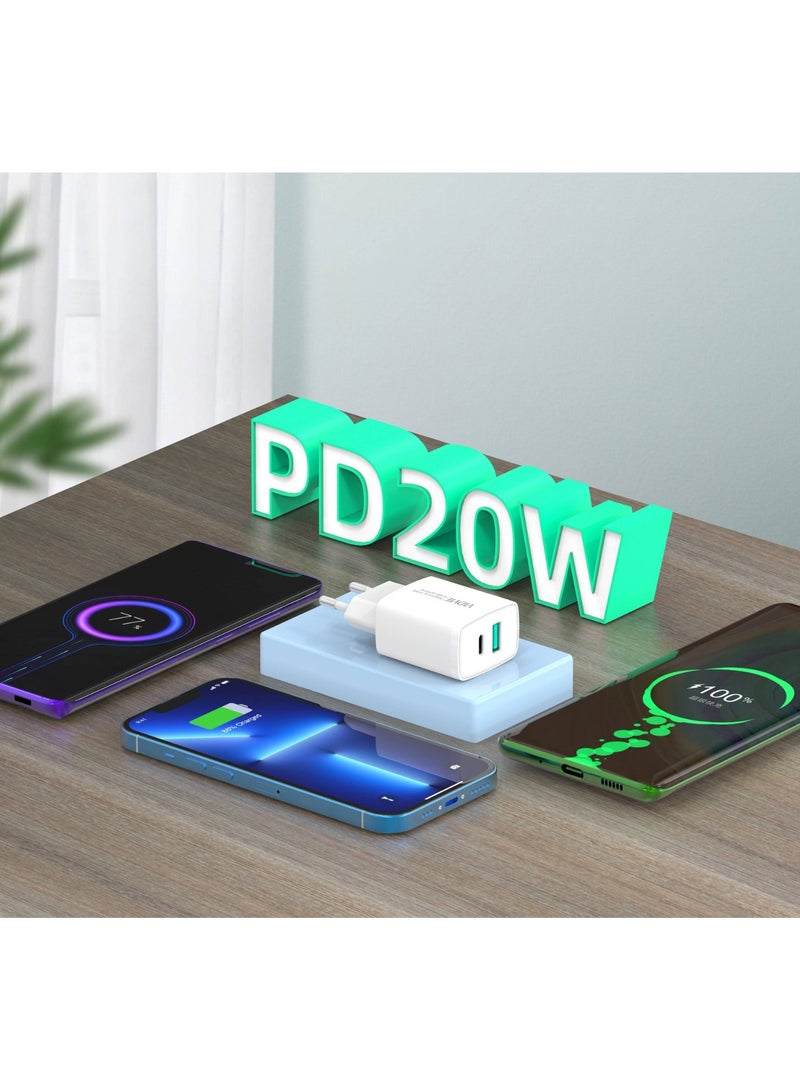 Vidvie VIDVIE Fast Wall Charger 20W, Dual USB and Type-C Ports, Lightning Cable Included, Suitable For iPhone 16/15/14/13/12 - Image 3