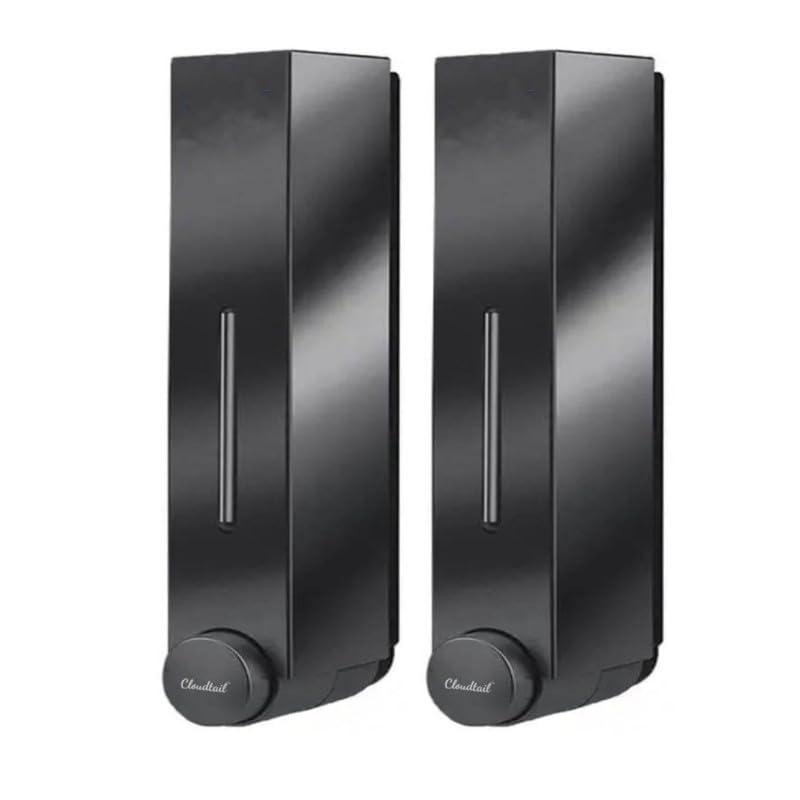 Cloudtail Cloudtail Soap DispenserSquareSlimHand WashGelFoamDishWashLiquidLotionShampooSanitizerConditionerWallMountIdeal forKitchenBathroomWash BasinMaterialABSSize420mlColorBlkSet of 2  - Image 1