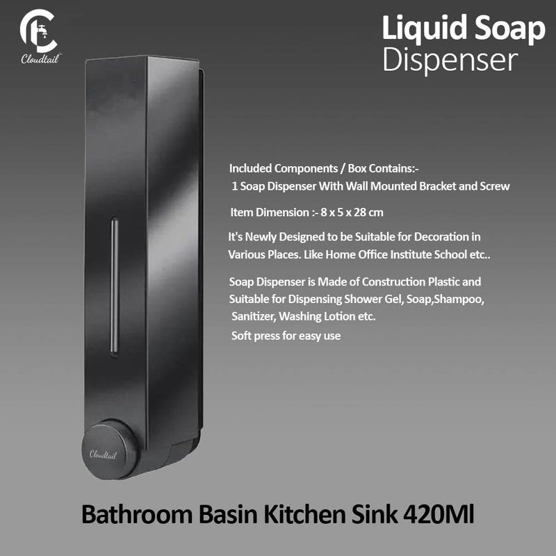 Cloudtail Cloudtail Soap DispenserSquareSlimHand WashGelFoamDishWashLiquidLotionShampooSanitizerConditionerWallMountIdeal forKitchenBathroomWash BasinMaterialABSSize420mlColorBlkSet of 2  - Image 4