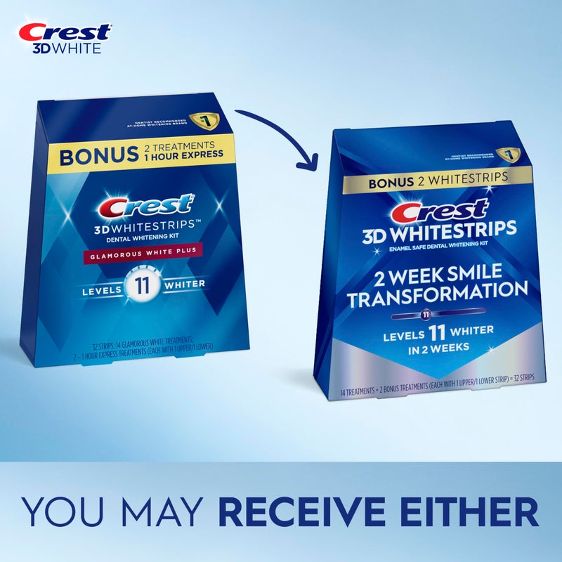 Crest 3D Whitestrips Glamorous White, 3D White, Teeth Whitening Strip Kit, 32 Strips (16 Count Pack) - Crest Teeth Whitening Strips, Teeth Whitening Kit - Packaging May Vary - Image 2