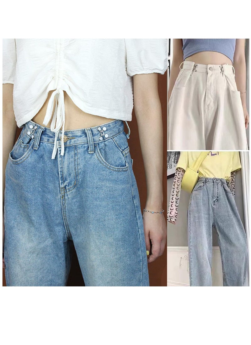 Excefore - Adjustable Waist Buckle Extender Set, 8 Set 4 Style Jean Button Pins No Sewing Required Pants Clips for Waist, Pant Waist Tightener for Jeans Dress Perfect Fit Instant Button - Image 1