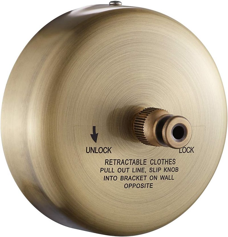 JOOM Retractable Clothesline Stainless Steel Heavy Duty 9Feet(MAX) for Hanging Drying in Bathroom Laundry Hotels, Chrome Finish,Round Style (Brushed Antique Brass) - Image 1