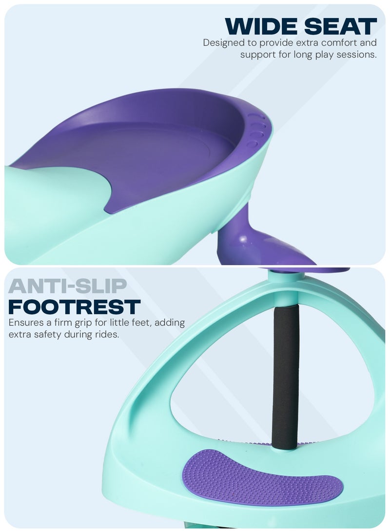 Baybee Unicorn Magic Car for Kids Push Ride On Baby Cars with Scratch Free Pu LED Wheels Push Cars Ride on Car for Kids Cars Ride on Toy Swing Cars for Kids 3+ Years Boys Girls Green Purple - Image 4