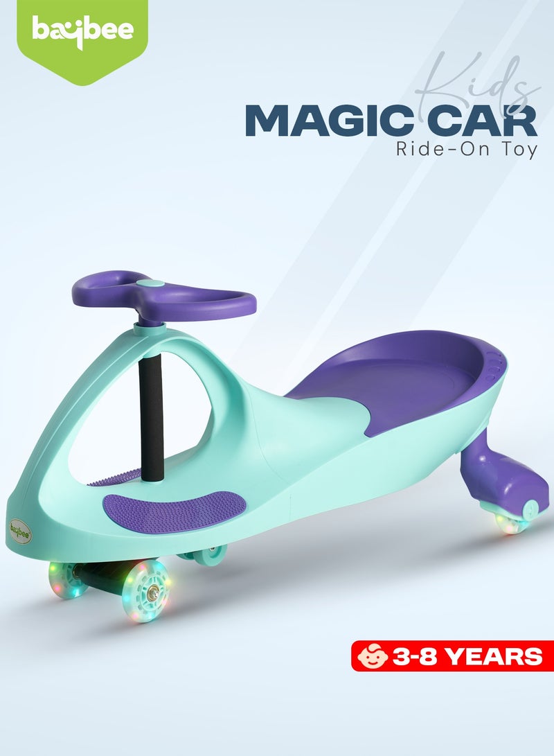 Baybee Unicorn Magic Car for Kids Push Ride On Baby Cars with Scratch Free Pu LED Wheels Push Cars Ride on Car for Kids Cars Ride on Toy Swing Cars for Kids 3+ Years Boys Girls Green Purple - Image 3