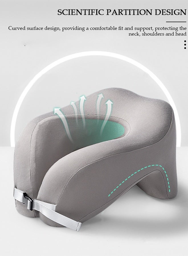 DUNISO 2-in-1 Travel Pillow U-Shape Neck & Head Memory Foam Support Pillow Napping Pillow Relax Arms Ergonomic Memory Foam Neck Pillow for Airplane, Car, Train, Bus and Home Use - Image 5