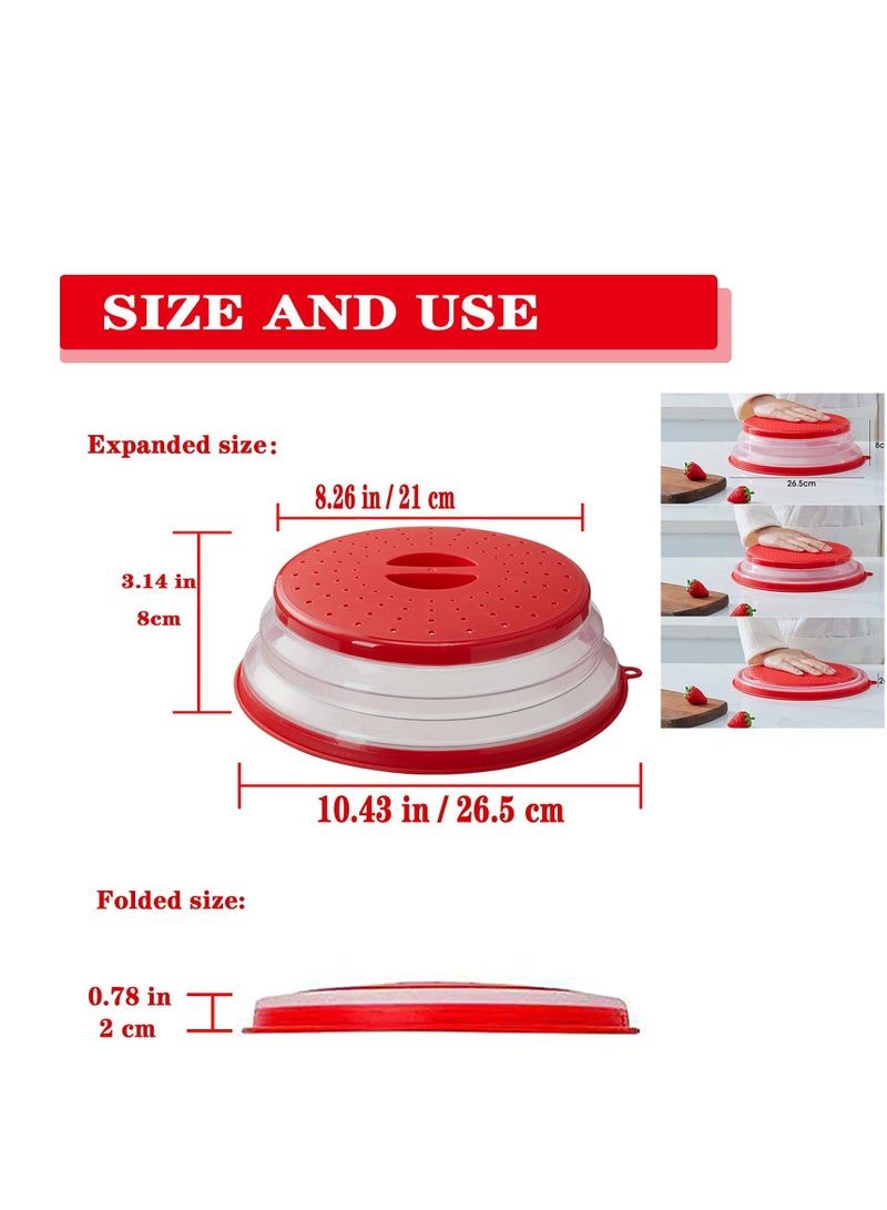 【2 Pack】Microwave Splatter Cover Vented Collapsible Microwave Food Cover With Easy Grip Handle, Dishwasher-Safe, BPA-Free Silicone u0026 Plastic, 10.5 Round - Image 2