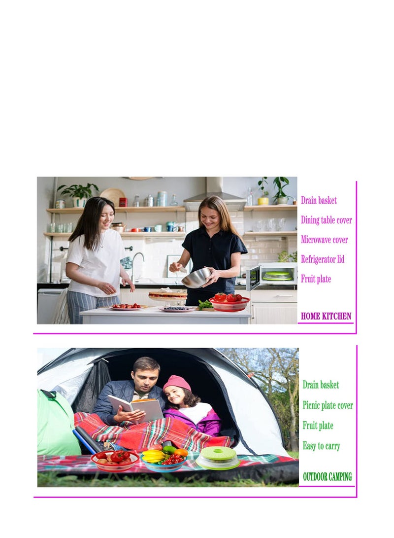 【2 Pack】Microwave Splatter Cover Vented Collapsible Microwave Food Cover With Easy Grip Handle, Dishwasher-Safe, BPA-Free Silicone u0026 Plastic, 10.5 Round - Image 5