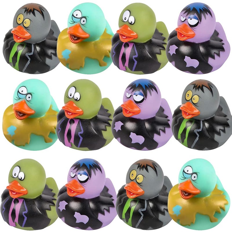 ArtCreativity 12 PCS Halloween Rubber Ducks, Zombie Rubber Duckies for Kids, Variety of Designs and Colors, Trick or Treat Supplies,Party Favors, Goodie Bag Filler, Halloween Themed Bathtub Toys - Image 1
