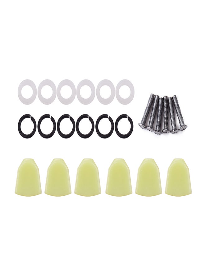 6PCS Tuning Peg Caps Polished Tuner Key Button Cap String Knob Handle with Screws Washer Parts for Acoustic and Electric Guitars Green - Image 1