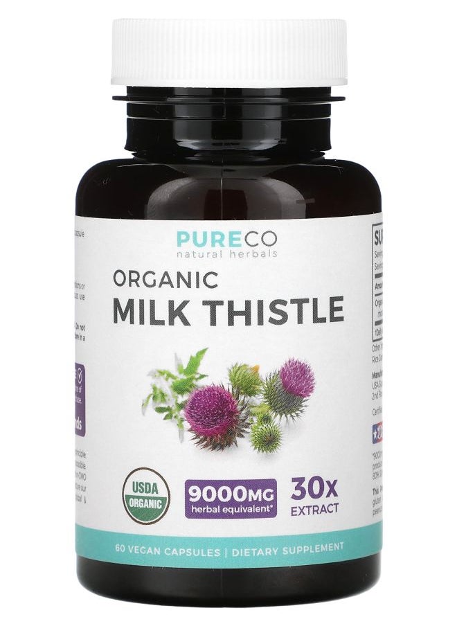 PURE CO - Organic Milk Thistle 60 Vegan Capsules - Image 1