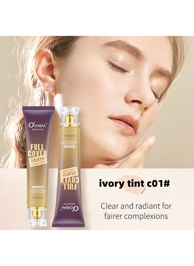 OCHEAL Skin Active Full Cover Matte Long Lasting Foundation ,Instant Anti-Aging Liquid Foundation For Perfect Long Lasting Performance BB Cream Scrub Makeup 30g(Ivory)  - Image 2