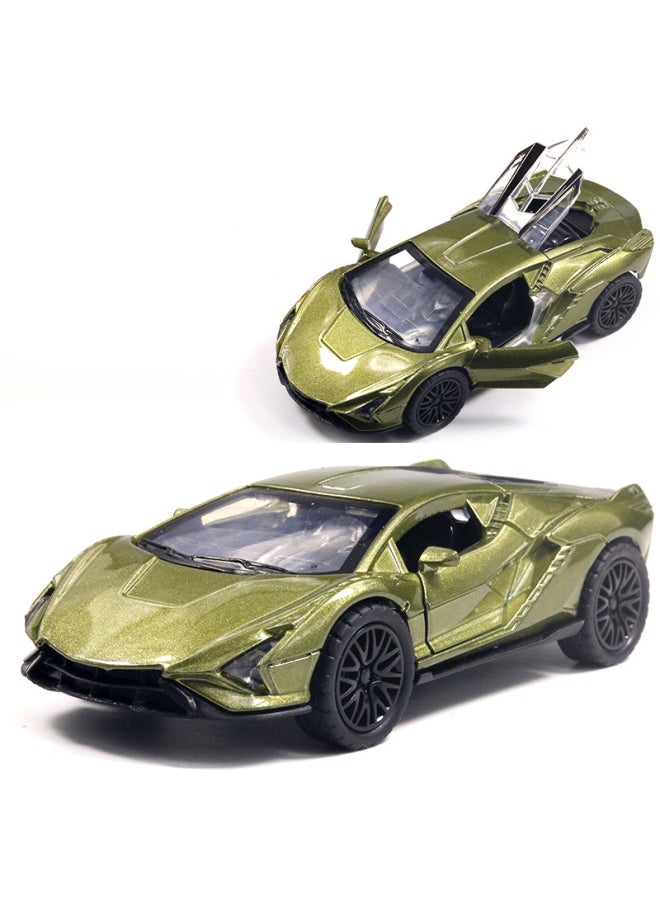 Generic Bagged Simulation Alloy Car Model Sports Car Model Door Opening Back Force Boys And Children's Toys Car Ornaments Cross Border-Color:Lightning Green  - Image 1