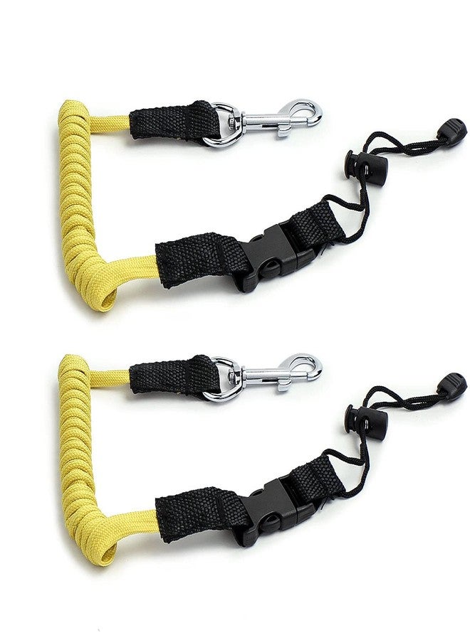 SPENCER 2 Pack Kayak Paddle Leash - Kayak Rod Leash Safety Tool Paddle Lanyard Rope Kayak Accessories Stretchable Coiled Lanyard Leash for Kayak and SUP Paddles, Fishing Poles Rods (Yellow) - Image 1