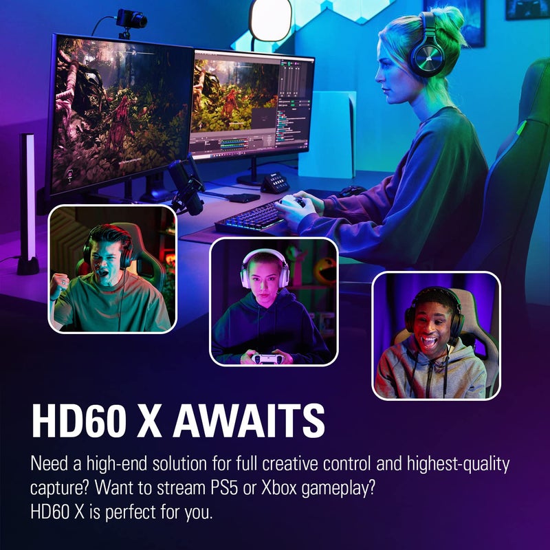Elgato HD60 X - Stream and Record in 1080p60 HDR10 or 4K30 with Ultra-low Latency on PS5|Pro, PS4|Pro, Xbox Series X/S, Xbox One X|S, Nintendo Switch 2, in OBS and More, Works with PC and Mac - Image 3