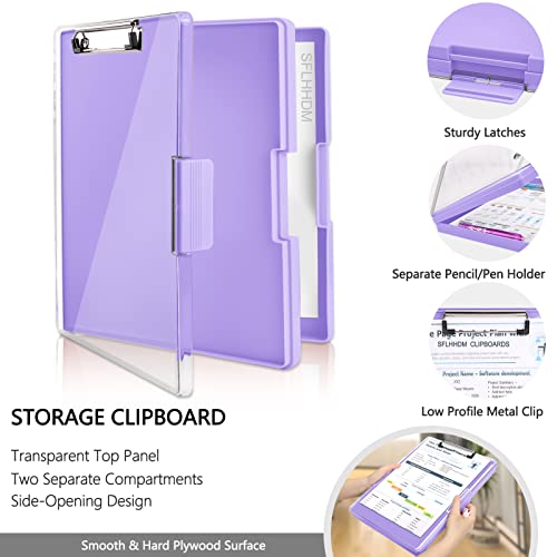SFLHHDM Clipboard with Storage,Heavy Duty Clip Boards 8.5x11 with 2 Storage Case,Clear Visible Top Panel Storage Clipboards,Side Opening Clip Boards,Nursing Clipboard Folder Case for Office Supplies-Purple - Image 4