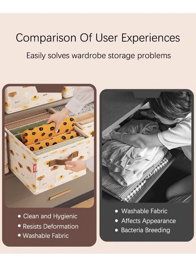 Storage Box, Large Capacity Wardrobe Clothes Organizer,Foldable Fabric Storage Box with Handles ,Multifunctional Underwear Socks Storage Box,Dustproof Drawer Organizers Box, Wardrobe Clothes Organizers Bins,Stackable Organizing Bins for Clothes, Jeans,Toys, Books,Perfect for Closets and Shelves - Image 3
