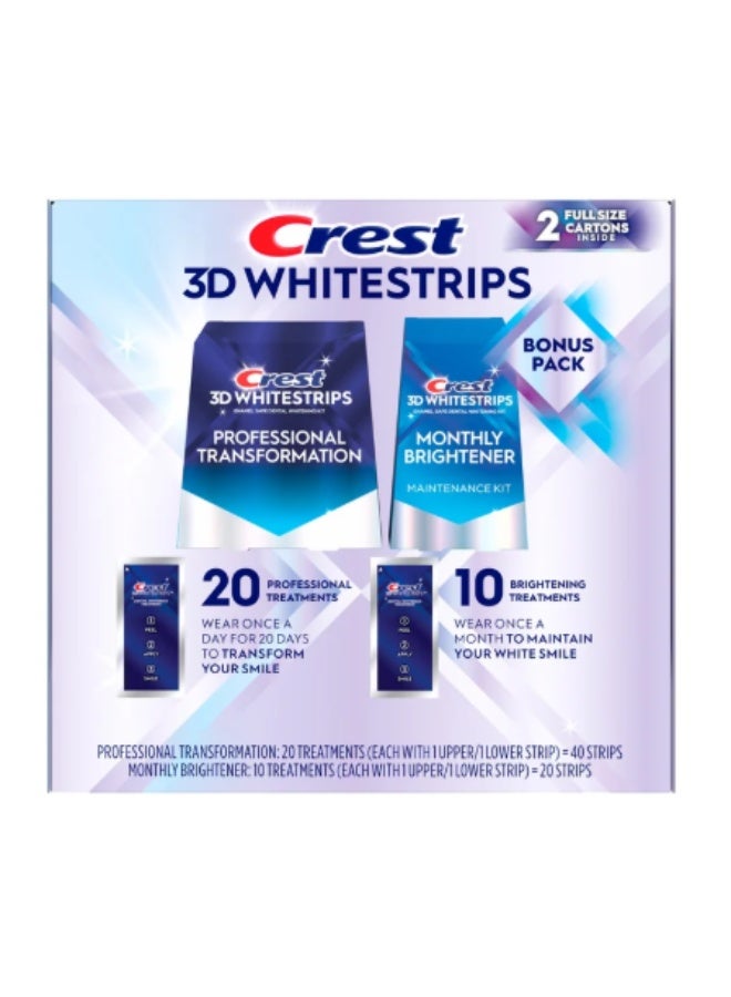 Crest 3D Whitestrips 20 Professional Treatments with 10 Bonus Brightening Treatments - Image 1